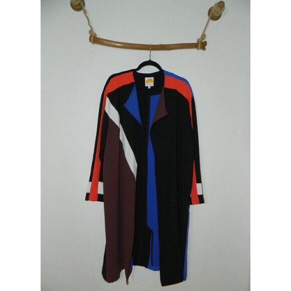 C&C CALIFORNIA‎ Jacket  Colorblock Black Blue Orange Long Duster Size X-Large - Picture 1 of 9